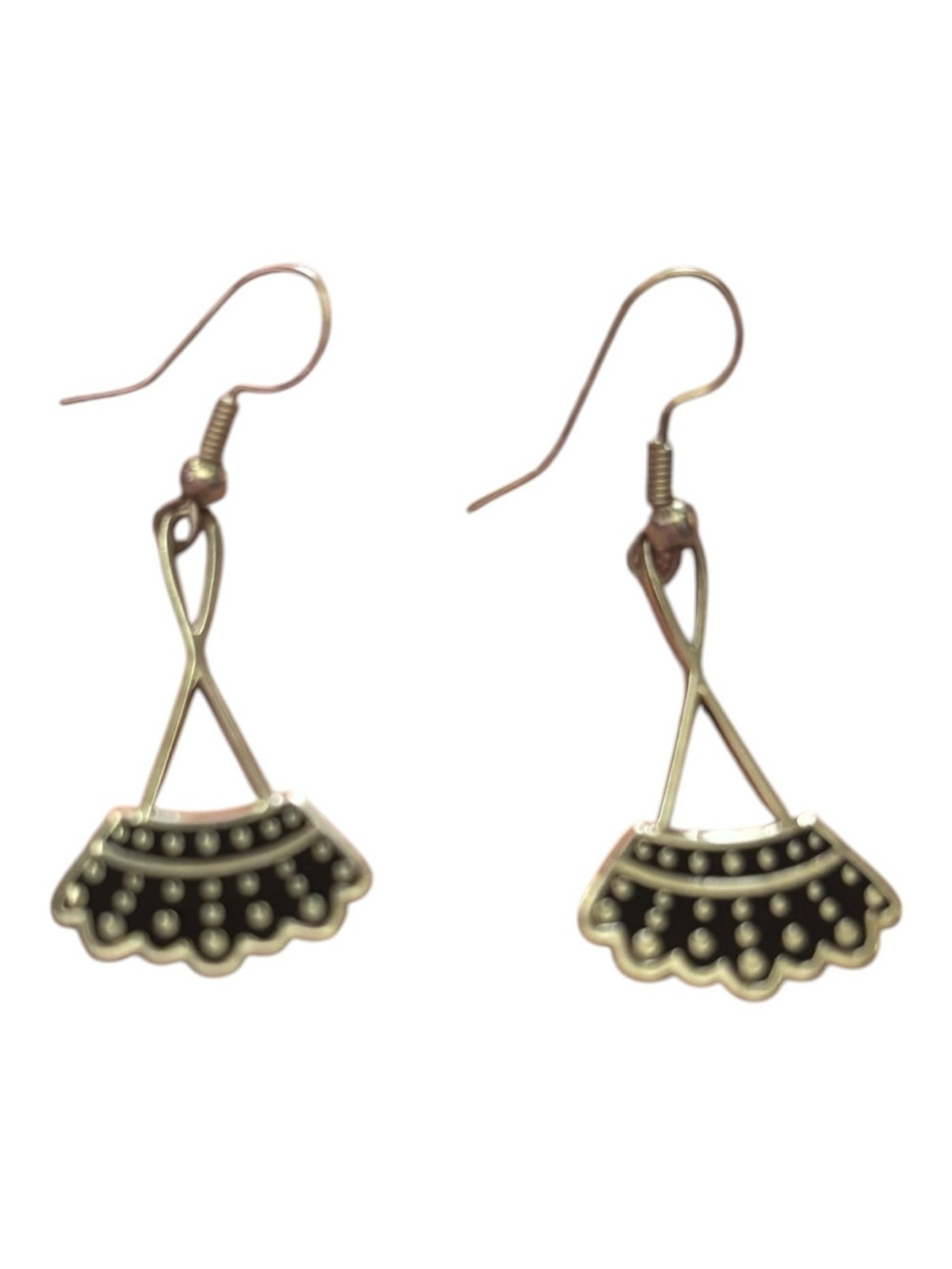 Dissent Collar Alloy Black and Silver Drop Earrings